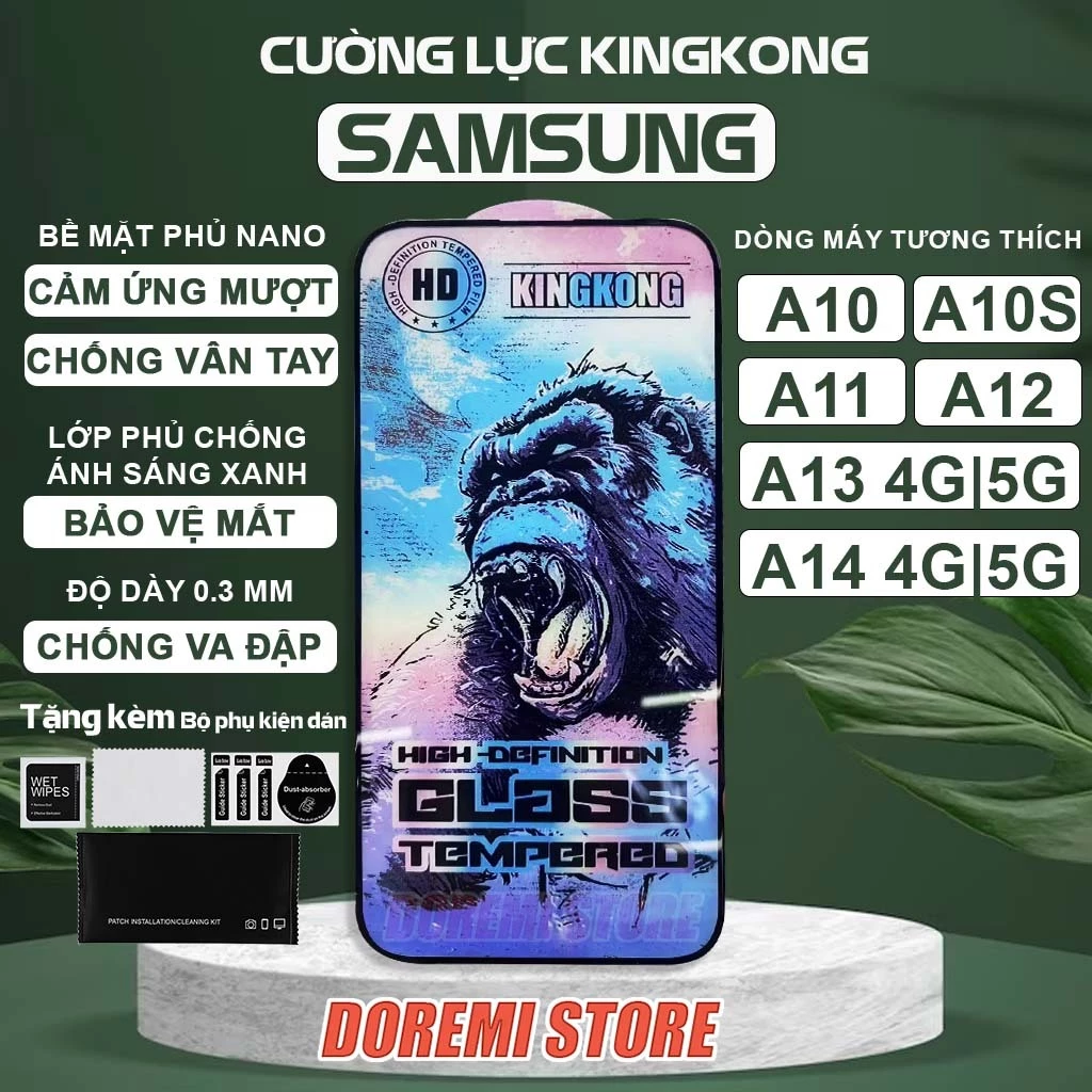 Kính cường lực Samsung A14 A13 A12 A11 A10 A10s 4G 5G New Kingkong full màn, miếng dán bảo vệ toàn màn hình