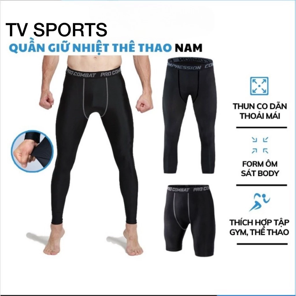 Quần Giữ Nhiệt Nam Pro ComBat , Quần Thể Dục Thể Thao , Quần Tập Gym Đá Bóng Nam Mùa Đông