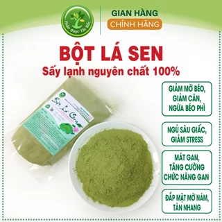 [250 gr] Bột lá sen sấy lạnh nguyên chất 100%, giảm mỡ béo, giảm cân, ngủ ngon, mát gan, mờ nám, tàn nhang, hàng công ty