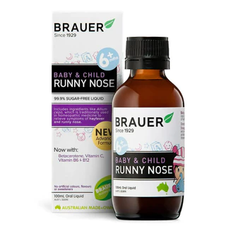 Giảm sổ mũi cảm cúm chỉ trong 24h Brauer Runny Nose cho bé từ 6 tháng 100ml - QT109