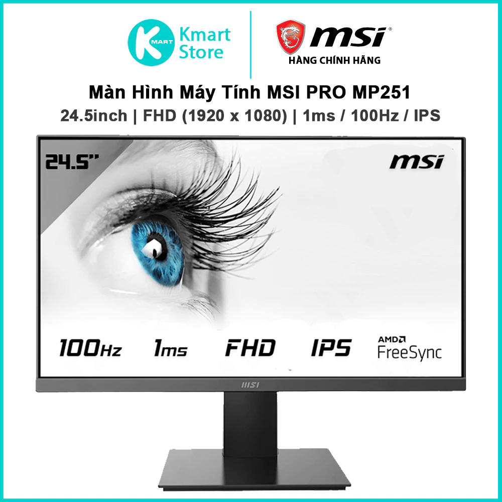 Màn hình máy tính MSI PRO MP251 / MP252 | FHD (1920 x 1080) / IPS / 100Hz / 1ms / HDMI / Tích hợp loa | Bảo hành 2 năm