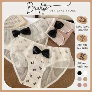 Combo 5 Quần Lót Nữ Cotton Phối Lưới Ren Đính Nơ BRALETTE Điệu Đà Quyến Rũ QL06