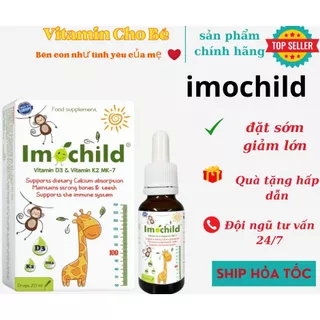 Imochild D3K2 bổ sung vitamin D3, K2-MK7 và DHA, hỗ trợ bé phát triển chiều cao và trí não