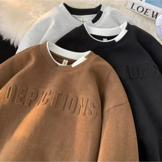 Áo Sweater Nam Nữ DEPICTIONS Form Rộng Cổ Tròn Dài Tay - Áo Sweater Unisex Chất Cotton Tổ Ong Hàng Xuất Cao Cấp