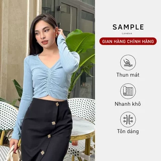 Áo thun tay dài rút thân Esther Top SAMPLE LONDON, chất liệu thun sọc, dễ phối đồ