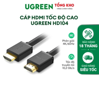 Cáp HDMI 1.4 tốc độ cao Ugreen HD104 Dùng cho Xiaomi Mi Box PS4 Bộ Chia HDMI Cáp Chuyển Đổi HDMI | Cổng Mạ Vàng 4K