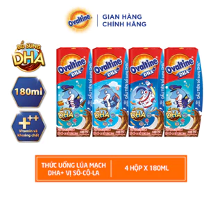 Thức uống lúa mạch hương vị sô-cô-la Ovaltine DHA+ (180ml x 4) - HSD: Tháng 8/2024