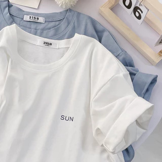 Áo thun form rộng 3158 tay lỡ cotton khô nam nữ unisex SUN