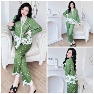 SP_151 Đồ bộ pijama BOLOBALA mặc nhà quần dài áo tay dài chất lụa latin cổ Y bảng màu mới