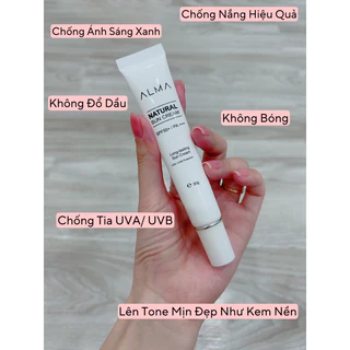 KEM CHỐNG NẮNG ALMA mini GIÚP CHỐNG NẮNG tiện du lịch lên tone cho da mịn đẹp như kem nền SPF 50+ PA+++ 30ML