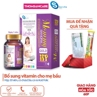 Vitamin tổng hợp cho bà bầu Mommy Gold Sanofia (Tím) - Giúp bà bầu khỏe mạnh, thai nhi phát triển toàn diện- Hộp 30 viên