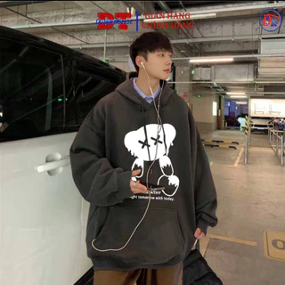 Áo hoodie tay dài dáng rộng in Gấu Empathy phong cách hiphop đường phố mùa đông Hàn Quốc cho nam - DTB