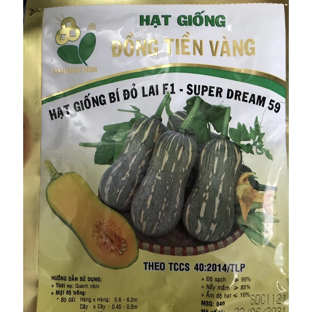 Hạt giống bí đỏ SUPER DREAM 59 Đồng Tiền Vàng gói 11gram