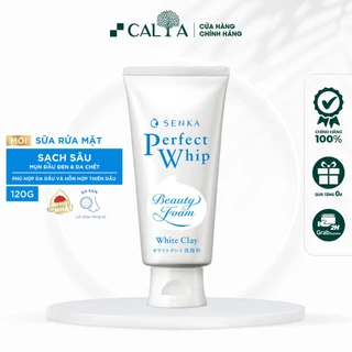 Sữa Rửa Mặt Senka Màu Trắng Tẩy Tế Bào Chết, Dưỡng Ẩm, Sáng Da - Senka Perfect Whip Beauty Foam White Clay 120g