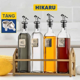 [Combo 3 Chai Tặng Phễu Rót] Chai Đựng Dầu Ăn Đựng Nước Mắm Thủy Tinh 500ml Vuông Thân Thiện Chịu Nhiệt Độ Cao