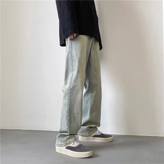 Quần Baggy Jean Trơn Xanh Unisex