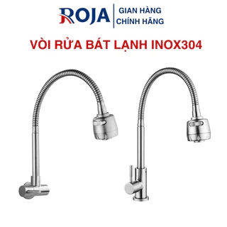 Vòi Rửa Bát Lạnh Inox304 Một Đường Nước Vòi Rửa Chén Gắn Tường Cắm Chậu 2 Chế Độ Nước ROJA