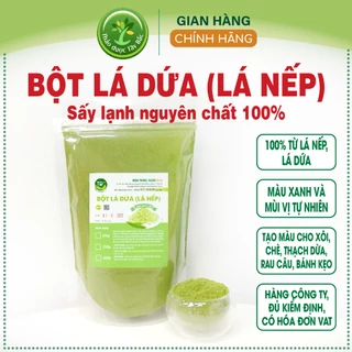 Bột lá dứa (lá nếp) nguyên chất 100%, tạo màu và mùi thơm cho các món xôi lá nếp, mứt dừa, thạch rau câu, các loại bánh