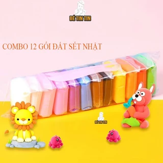 Combo 12 Đất Sét Tự Khô Nhật An Toàn Nặn Hình Cao Cấp Siêu Nhẹ Dành Cho Bé Làm Butter Slime Trang Trí Gương