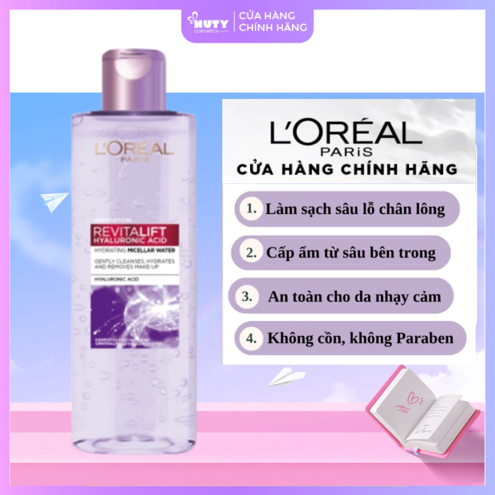 Nước Tẩy Trang LOREAL tím 400ml - dành cho da dầu mụn, da khô, da nhạy cảm