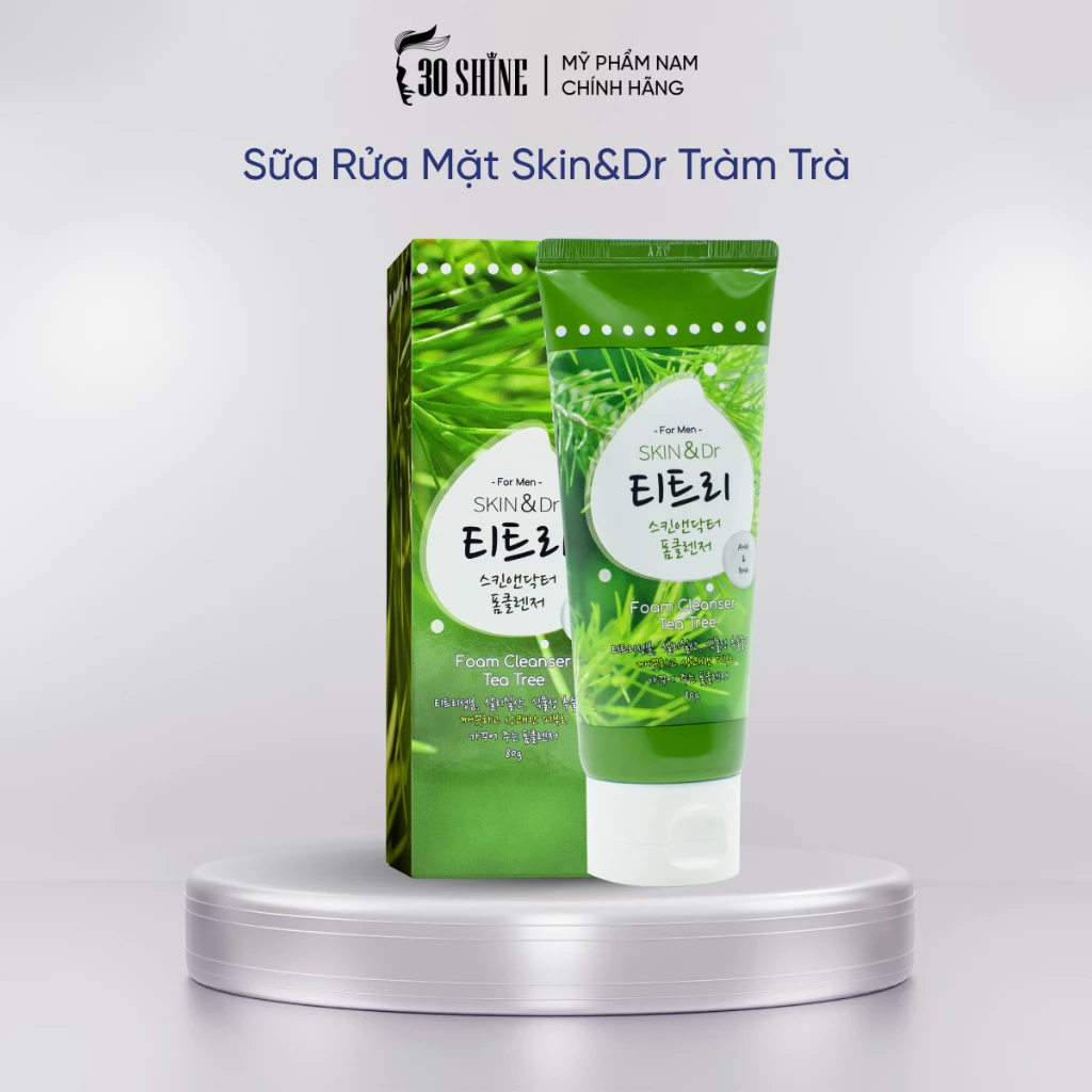 Sữa rửa mặt cho da mụn tràm trà 30Shine phân phối chính hãng Skin&dr 80g dưỡng ẩm trắng da