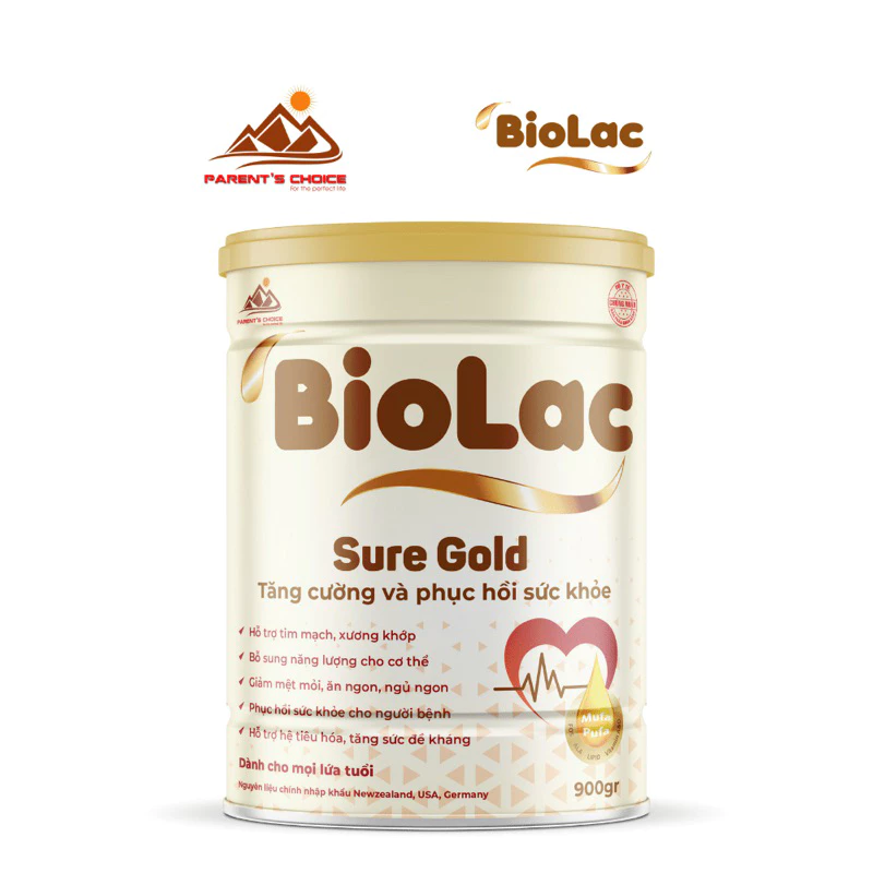 [Date2026]Sữa bột Biolac Sure Gold 900gram,mua 1 lon tặng 1 đồ chơi cho bé