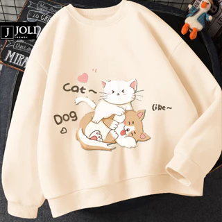 Áo Sweater Dog Cat Nam Nữ By JOLI Unisex Chất Nỉ Lót Bông Form Rộng