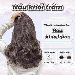 Thuốc nhuộm tóc NÂU KHÓI TRẦM không tẩy phong cách Blackpink Hàn Quốc hottrend dưỡng mềm tặng mũ trùm găng tay May Hair