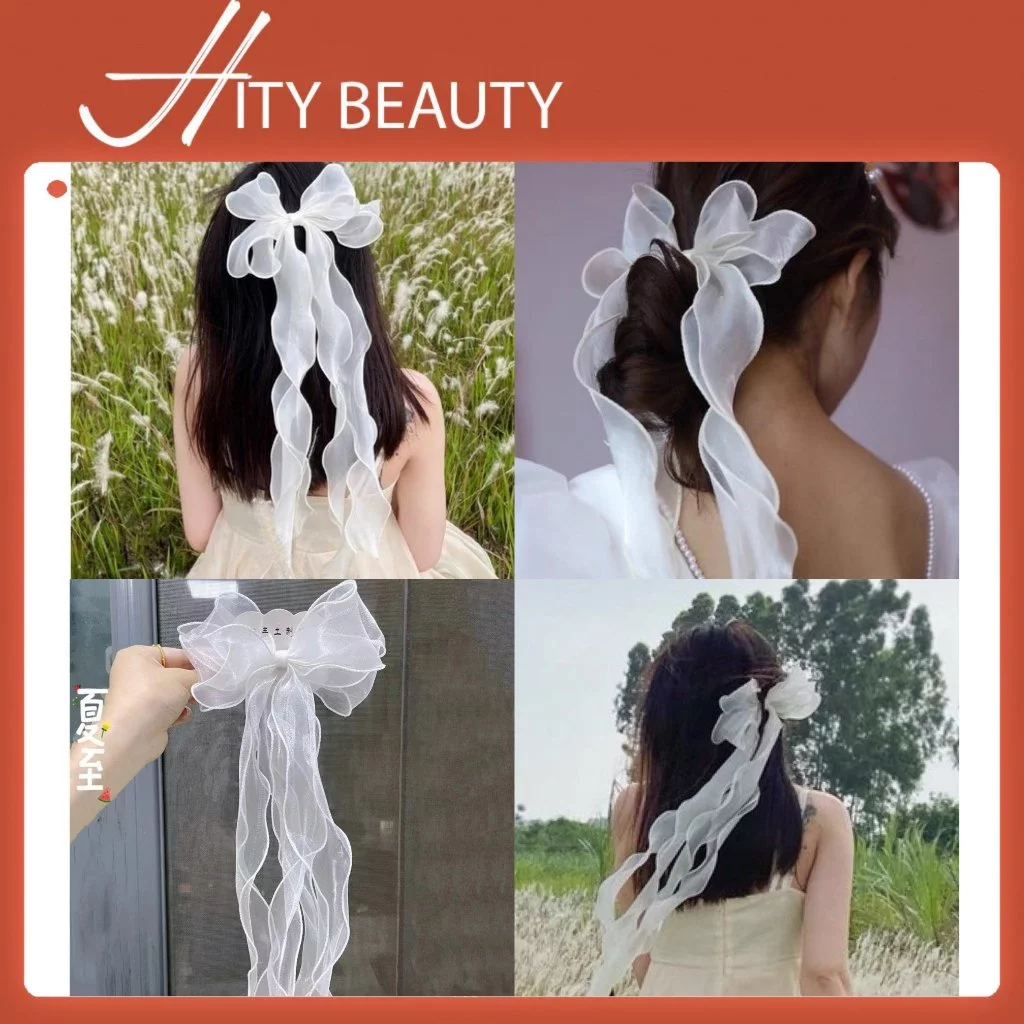 Kẹp tóc nơ voan bản to cài tóc cô dâu,chụp hình dành cho makeup tạo kiểu tóc - Hity Beauty