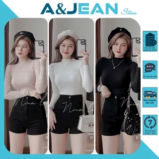 Áo len tăm cổ 3 phân tay dài hàng nhập đẹp | A&JEAN STORE