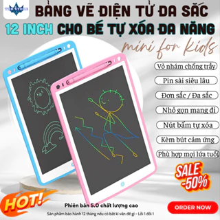 Bảng Vẽ Điện Tử 12 inch Cho Bé Tập Vẽ Sáng Tạo Thông Minh Màn Hình Đa Sắc LCD 3D Đồ Họa Đẹp Tự Xóa Chất Lượng Cao