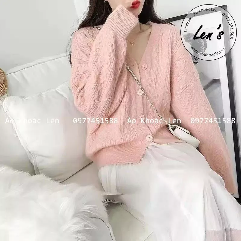 Áo Khoác Len Cardigan Nữ Tay Phồng Gân