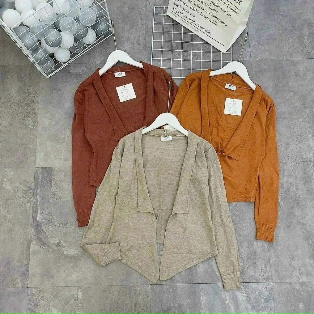 Áo Khoác Mỏng Cardigan Len Mỏng Vạt Nhọn Cho Nữ