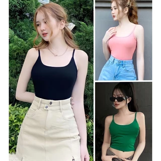 Áo Croptop hai dây chất thun co dãn - Áo thun 2 dây nữ