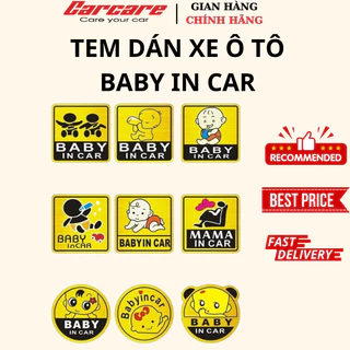 Tem dán xe ô tô Baby in car - Decal dán xe siêu cute