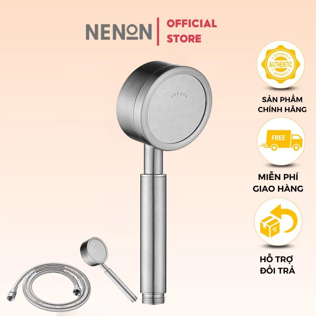 Vòi Hoa Sen Nhà Tắm Tăng Áp Chất Liệu INOX 304 Có Kèm Dây 1,5m - NENON