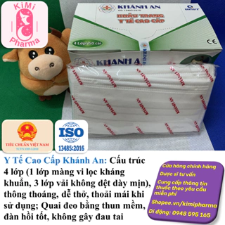 Khẩu trang y tế Khánh An 4 lớp kháng khuẩn - Hộp 50 cái