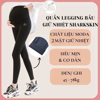 Quần legging bầu giữ nhiệt Sharkskin chất liệu moda lót nỉ siêu co dãn thoải mái quần đáp bụng cho mẹ bầu Q17