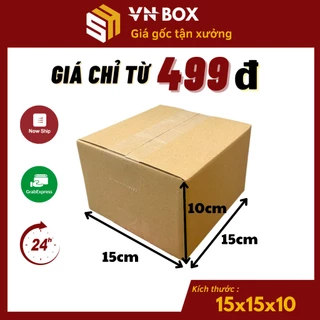 15x15x10 Hộp carton đóng hàng, hộp giấy gói hàng đựng mỹ phẩm, phụ kiện giá rẻ - VN Box