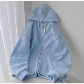 Áo Khoác Hoodie Zip Nỉ Bông Du Lịch thêu mặt cười