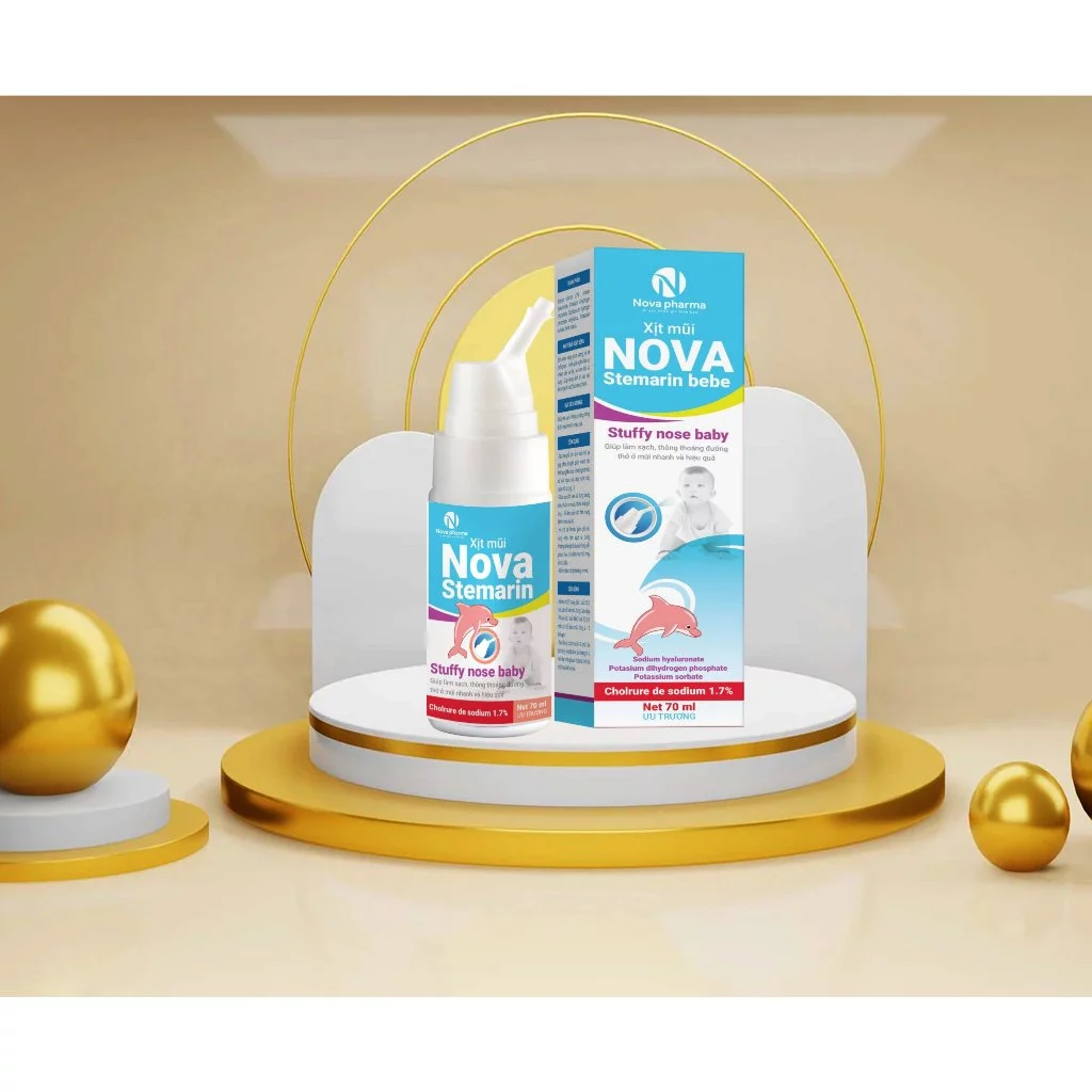 Xịt Mũi Ưu Trương 1.7% Nova Stemarin Bebe Giúp Thông Thoáng, Ngừa Viêm Mũi Xoang, An Toàn Cho Bé, Lọ 70ml