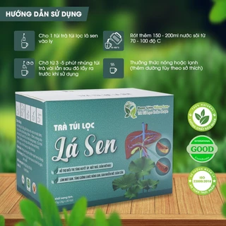 Trà Túi Lọc Lá Sen 60g (20gói x 3g) HTĐT tăng huyết áp, mất ngủ, giảm mỡ máu, mát gan, gan nhiễm mỡ, giảm cân