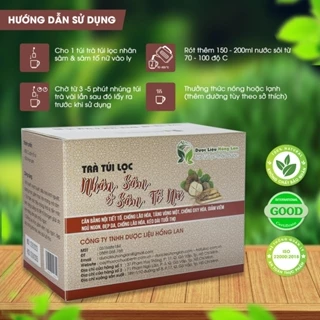 Trà Túi Lọc Nhân Sâm & Sâm Tố Nữ 60g (20gói x 3g) Dược Liệu Hồng Lan - Giúp cân bằng nội tiết tố, chống lão hóa, tăng vò