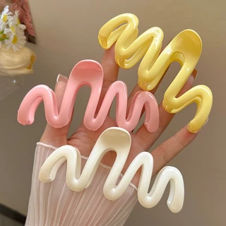 Kẹp Tóc Acrylic Nhiều Màu Macaron Hình Lượn Sóng Cực Xinh Cho Nữ