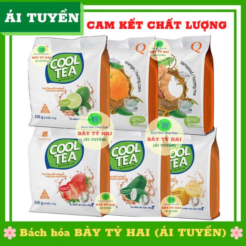 Bột trà hòa tan Trần Quang gói 336g (24 ống) hương dâu, hương cam, hương chanh, hương chanh muối, hương me, hương bí đao