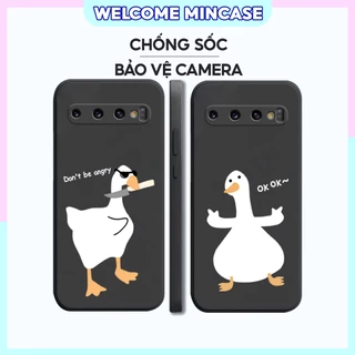 Ốp lưng Samsung S10, S10 Plus, S10+ silicon dẻo, tpu mềm cạnh viền vuông bảo vệ camera hình đôi vịt gấu