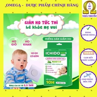 Miếng Dán Giảm Ho ICHIDO [Date t11/2026] - Giảm Ho Gió, Kho Khan, Ho Có Đờm (1hộp = 3 túi = 6 miếng)