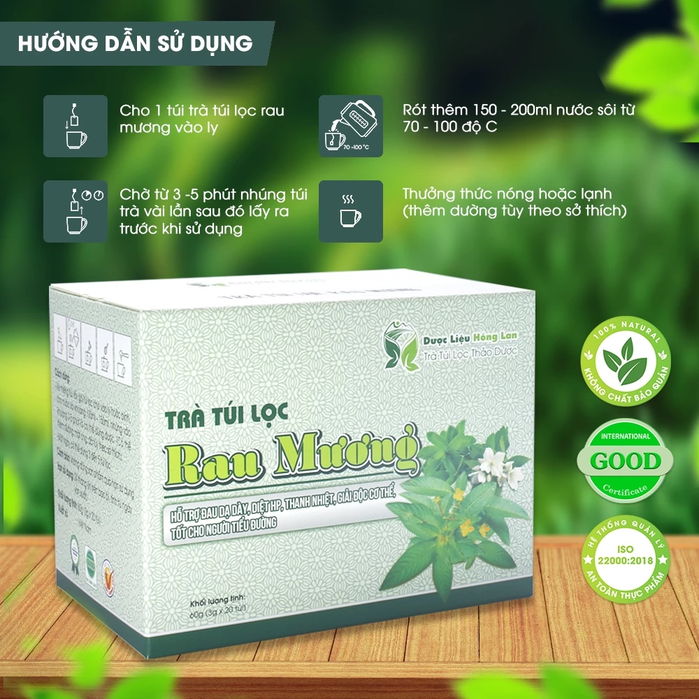 Trà Cây Rau Mương túi lọc 60g (20gói x 3g) Dược Liệu Hồng Lan