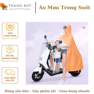 Áo mưa trong suốt che phủ toàn thân kèm kính chắn mưa tiện lợi - Áo Mưa Đi Xe Máy Cho Mẹ Và Bé [ Hàng Tốt ]