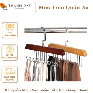 Móc treo đồ đa năng, móc gỗ 8 móc treo đồ lót, khăn, thắt lưng, cà vạt, áo 2 dây xoay 360 độ tiện dụng